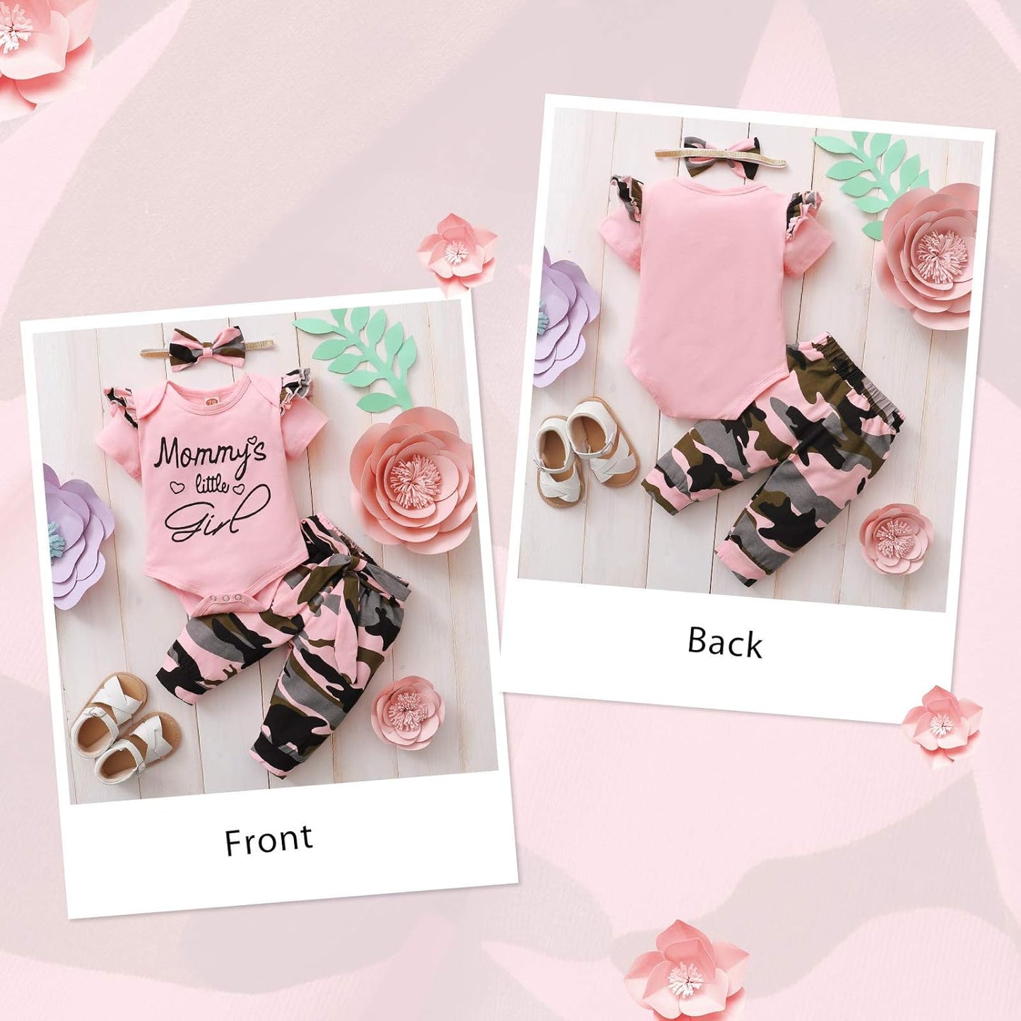 Baby Girl Clothes Toddler Girl Floral Ruffle Sleeve Shirt Pant Sets 3 Pieces Fall Winter Clothing for Girl Gifts 0-4T