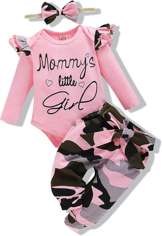 Baby Girl Clothes Toddler Girl Floral Ruffle Sleeve Shirt Pant Sets 3 Pieces Fall Winter Clothing for Girl Gifts 0-4T