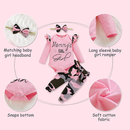 Baby Girl Clothes Toddler Girl Floral Ruffle Sleeve Shirt Pant Sets 3 Pieces Fall Winter Clothing for Girl Gifts 0-4T