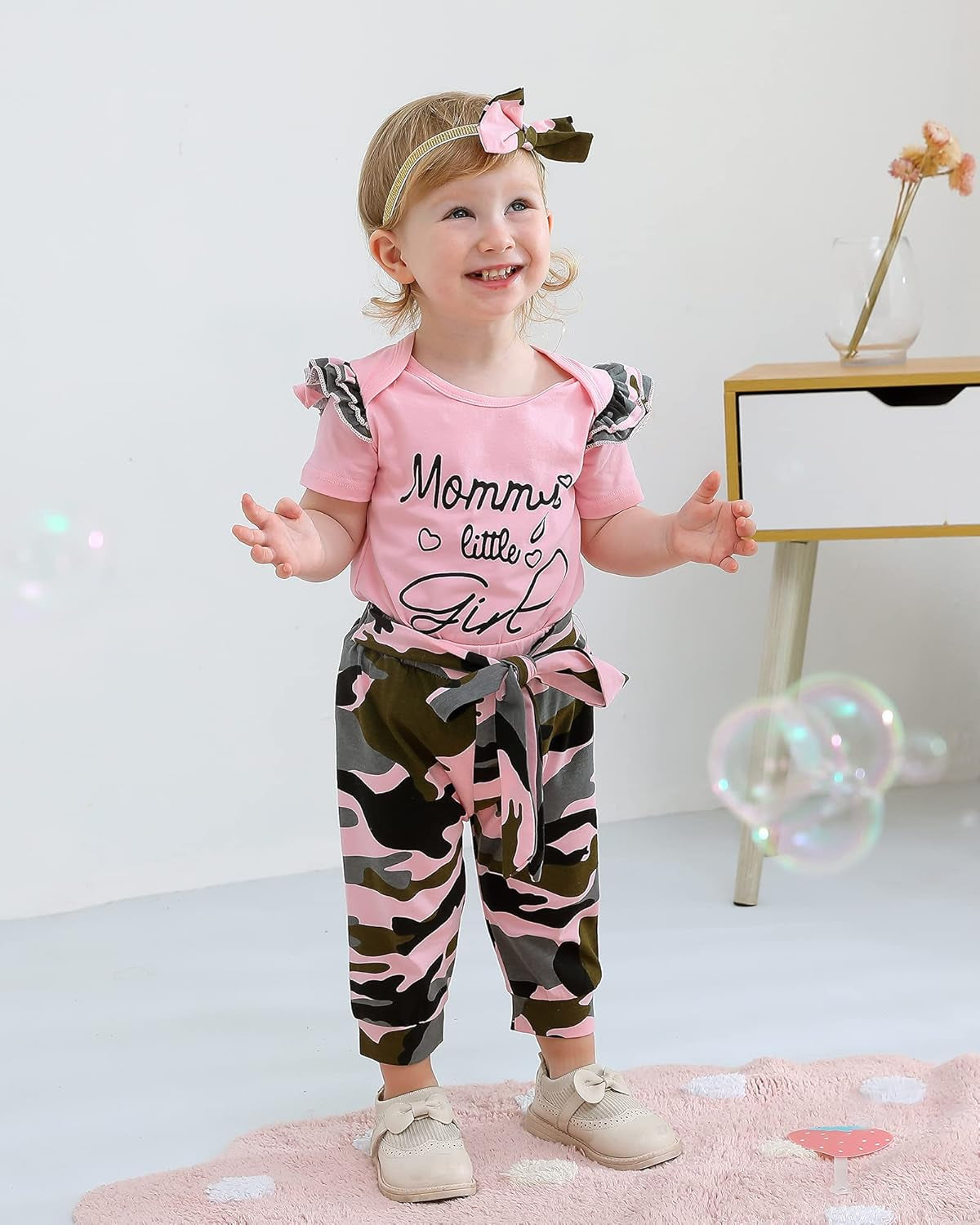 Baby Girl Clothes Toddler Girl Floral Ruffle Sleeve Shirt Pant Sets 3 Pieces Fall Winter Clothing for Girl Gifts 0-4T